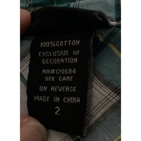 Torrid Teal Plaid Camp Shirt size 2 teal - Picture 5 of 6